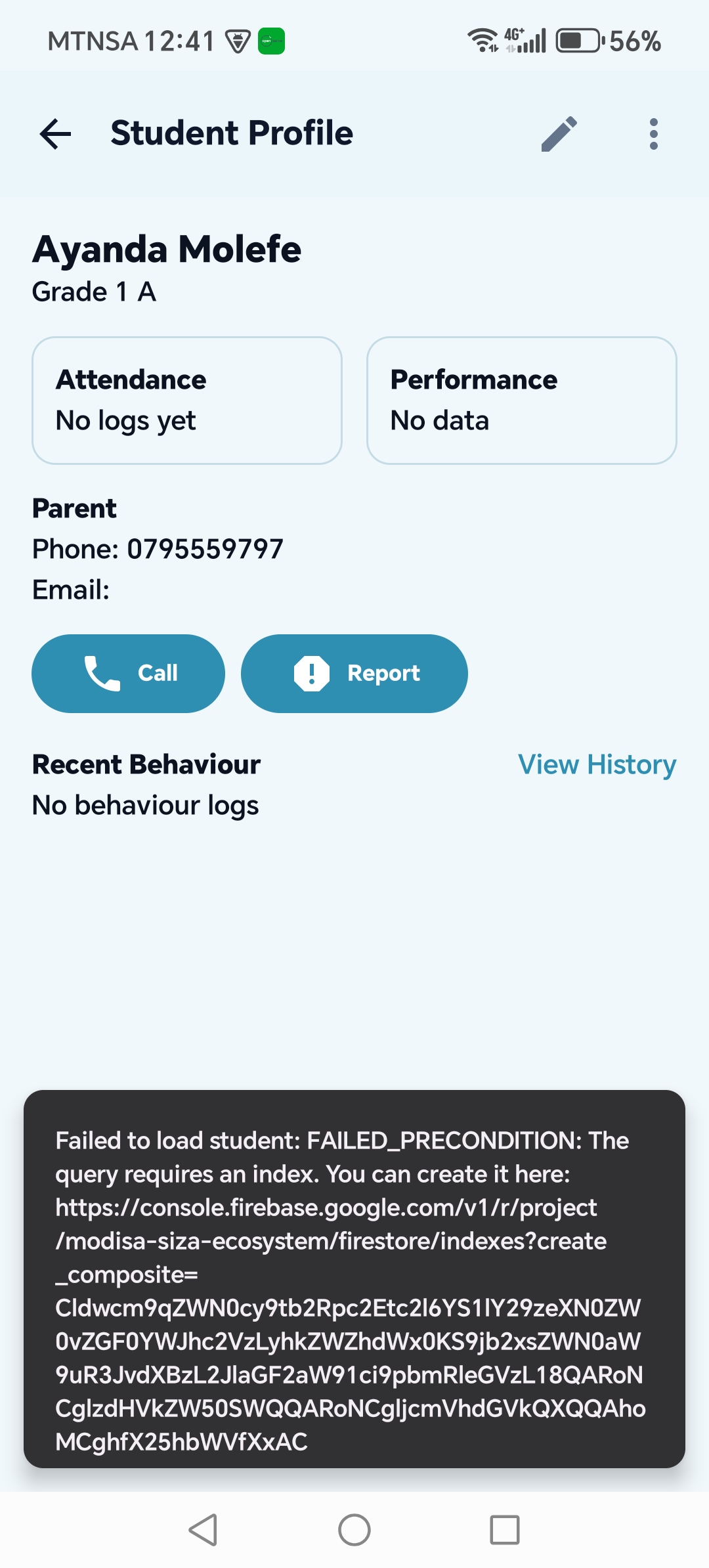 MODISA teacher class and communication dashboard